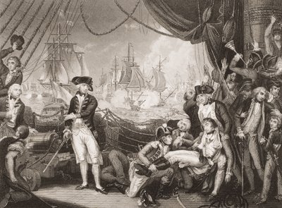 Scène sur le pont du Queen Charlotte, 1er juin 1794, illustration de 